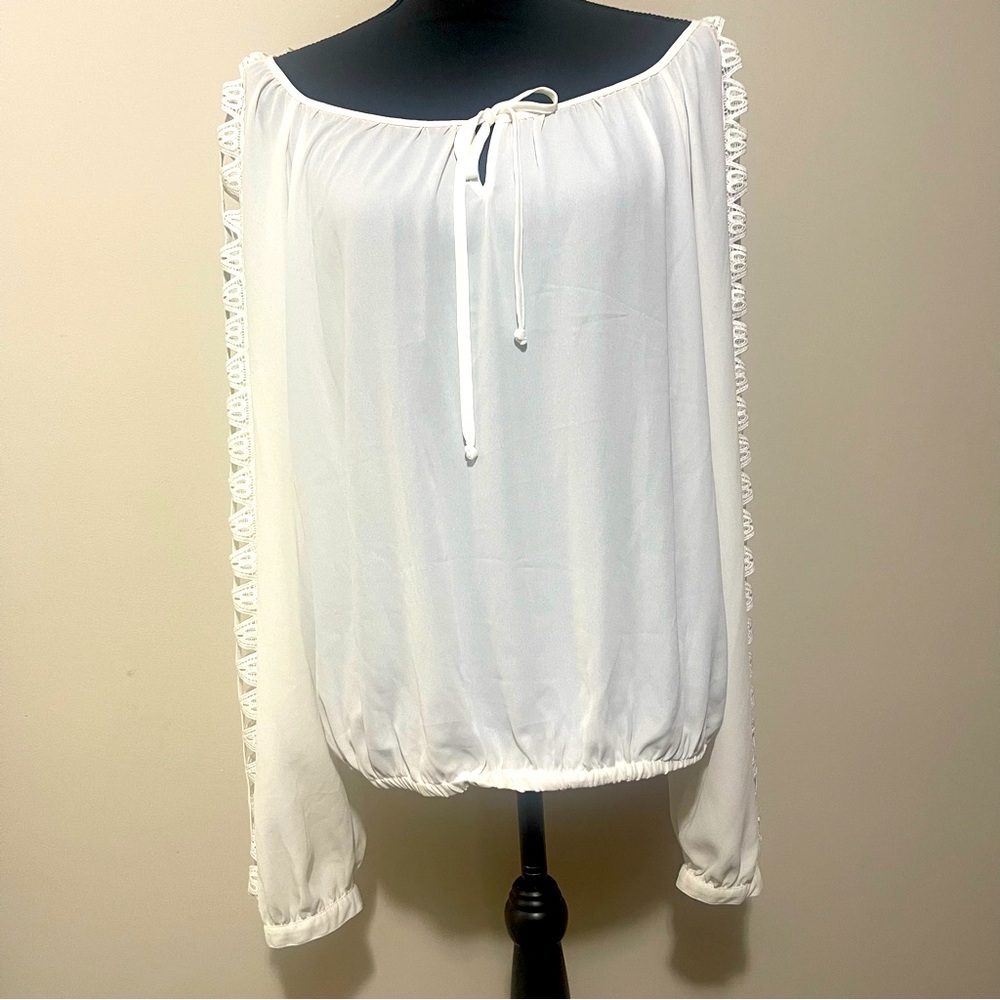 Vintage! XOXO White Polyester Long Sleeve Laced Middle Sleeve Neck Tie Sz. XL